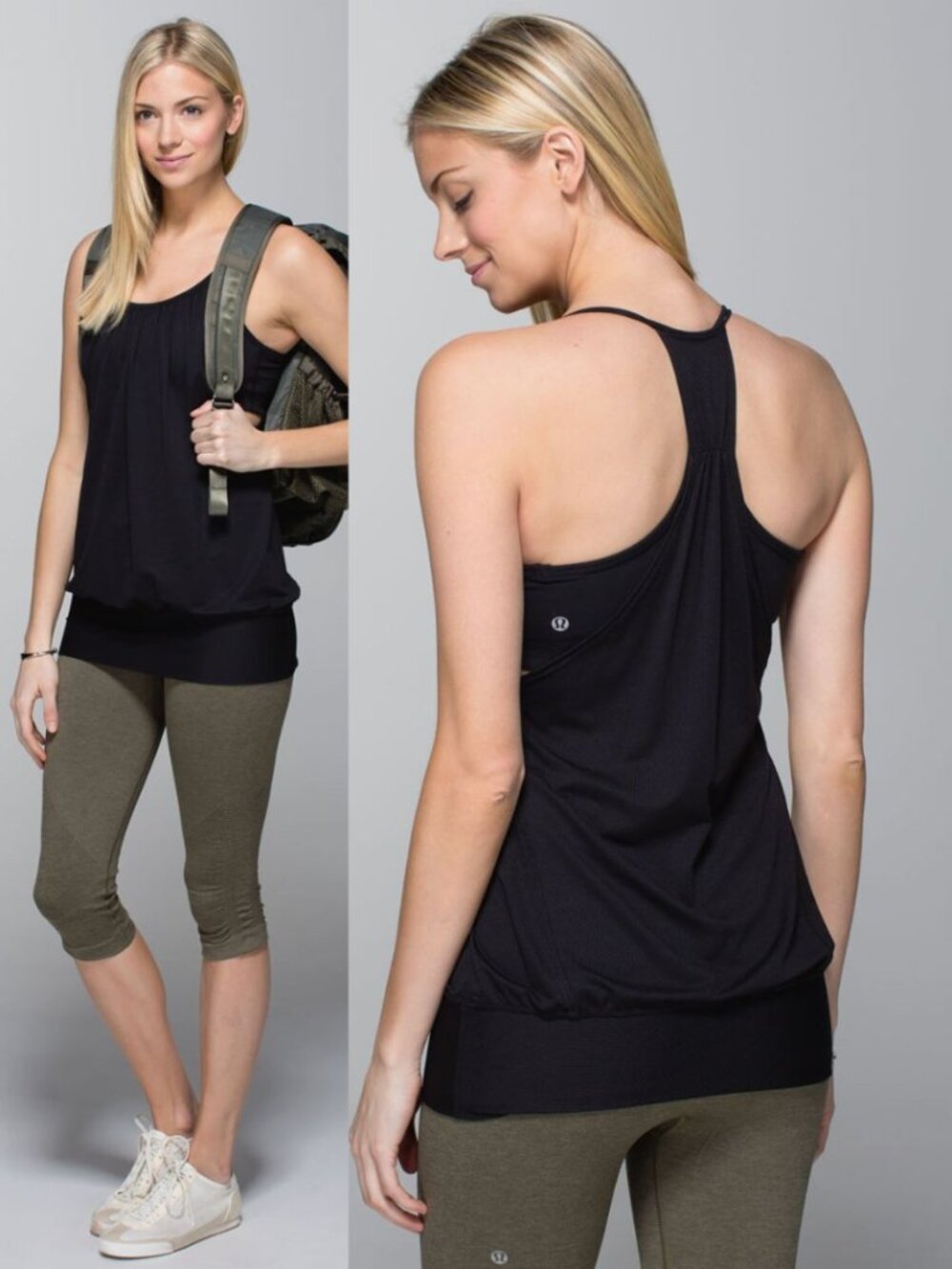 Lululemon Black Circle Mesh No Limits Tank w/ Luon Bra
